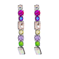 statement drop earrings for women multicolor luxury rhinestone fashion long dangle earrings 2021 winter new lady earrings ht178