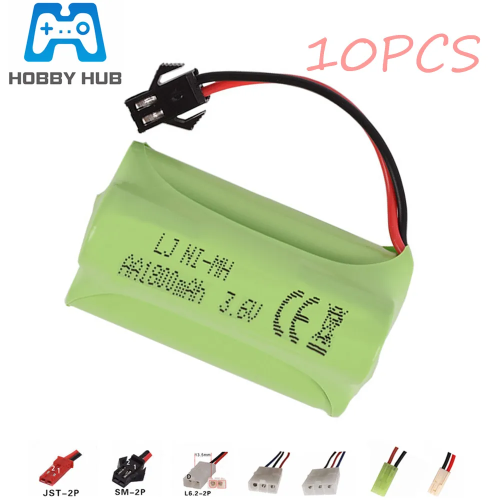 

3.6v 1800mah NiMH Battery For Rc toys Car Gun Tanks Trains Robot Ni-MH AA 700mah 3.6v Rechargeable Battery 10Pcs For rc Boat