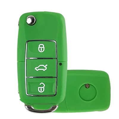 Green OkeyTech цветной чехол для ключей автомобиля для VW Skoda seat Octavia 3 кнопки откидной складной чехол для дистанционного ключа 4 цвета с невырезанным лезвием - Цвет: Green