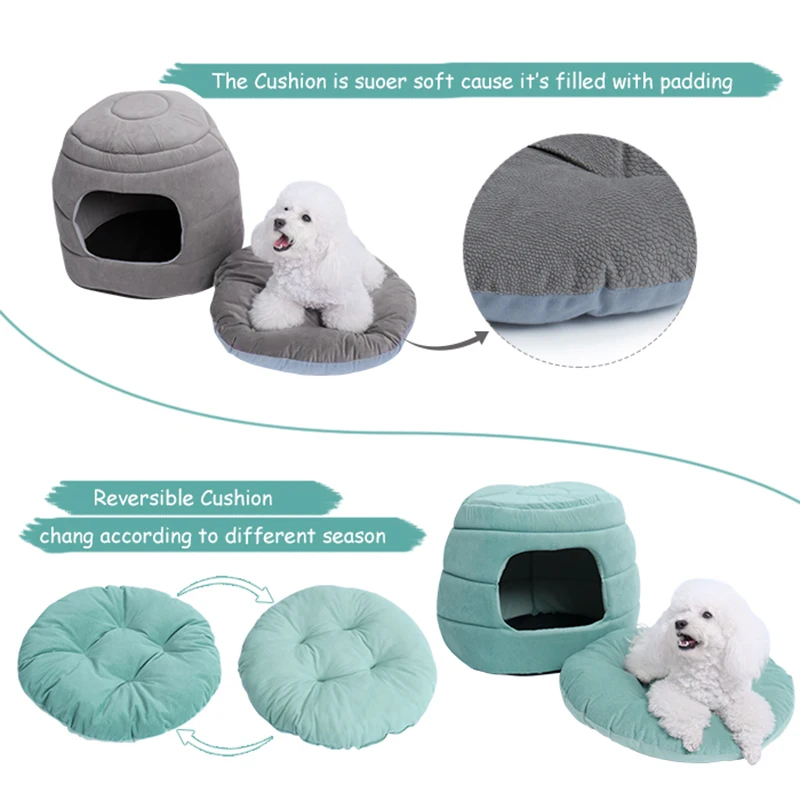 Роскошная теплая кровать для домашних животных 2 цвета Конура собак съемный