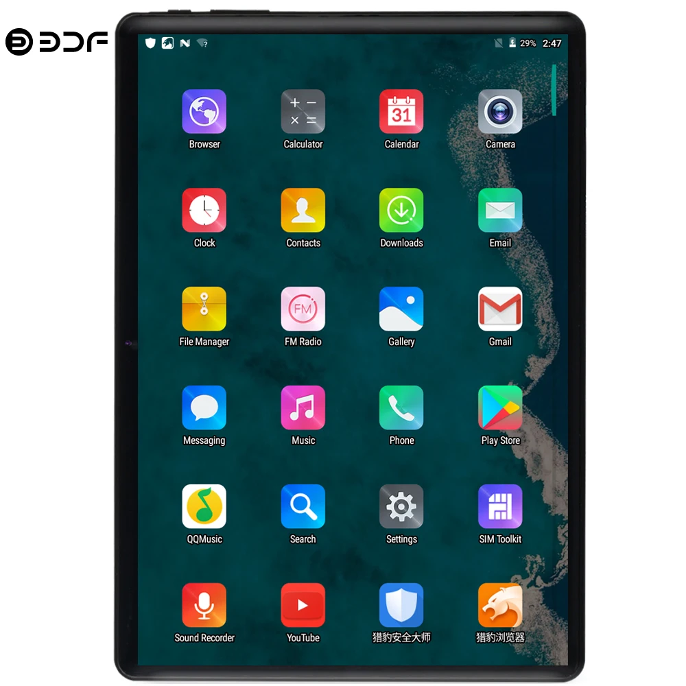 BDF 10 дюймов Android 9,0 планшетный ПК 4G LTE телефонный звонок 2.5D Закаленное стекло десять ядер 8 ГБ/128 Гб Две sim-карты Wi-Fi Bluetooth ПК планшет 10
