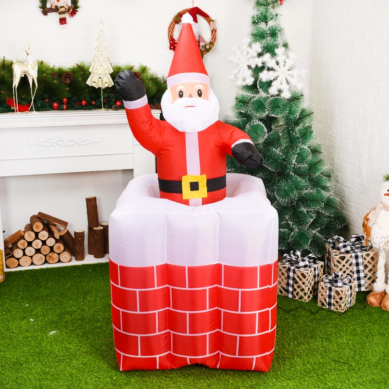 

Stretch up and down Outdoor Inflatable Climbing Chimney Santa Claus LED Lighted Christmas Ornament Airblown Home Yard Decoration