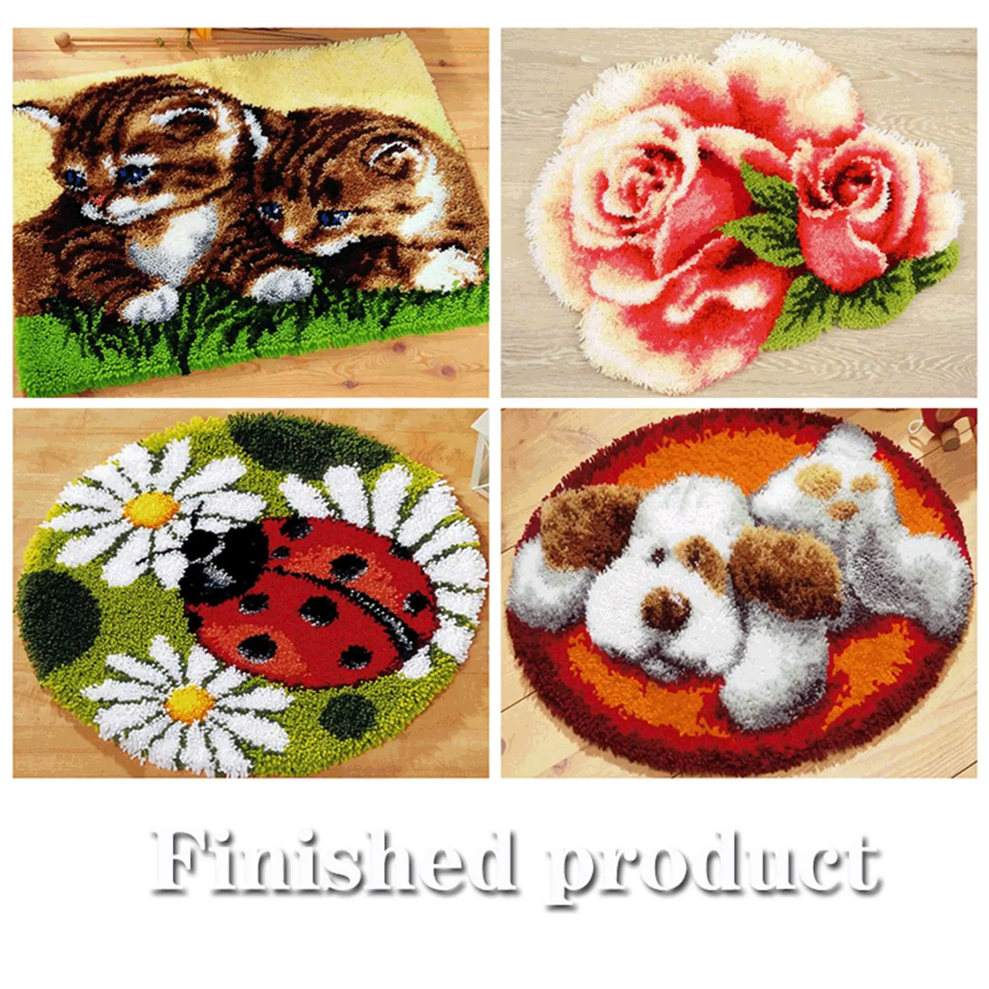 

Flowers Cushion Smyrna Button Package Latch Hook Rug Carpet Embroidery Pillow lion horse For Needlework Pillow Embroidery Set
