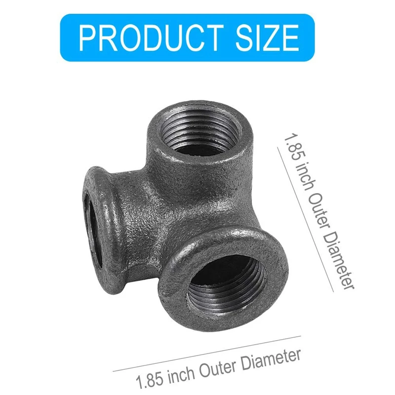 8 шт боковой выход Тройник 3 х полосная угловой штуцер трубы из ковкого чугуна