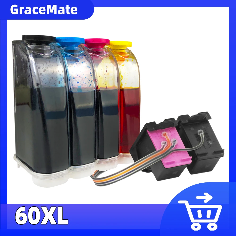 

GraceMate 60 CISS Bulk Ink Replacement for Hp 60 for F2480 F2420 F4480 F4580 F4280 D2660 D2530 D2560 C4640 C4680 Printer