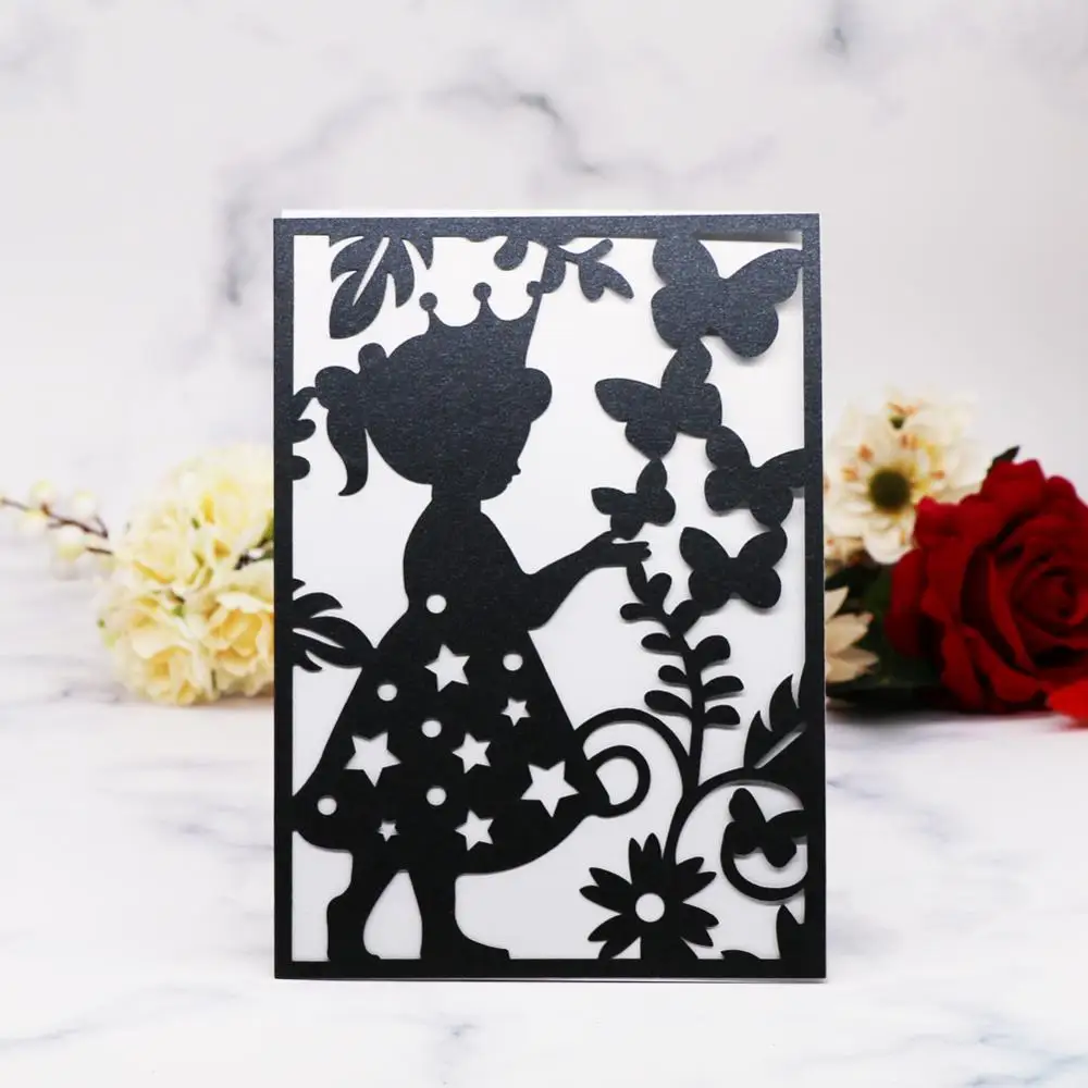 20 шт./лот Высокое качество полые лазерная резка маленькая девочка принцесса и