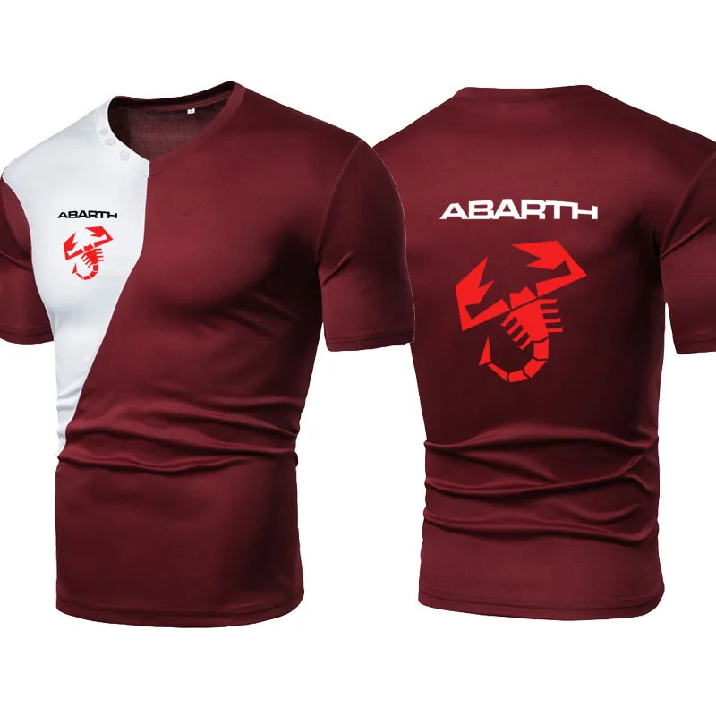 

High Quality Summer Hot Sale Men's T-shirt Abarth car logo Printing 100% Cotton sports Mens short sleeve Fashion T-shirt tops