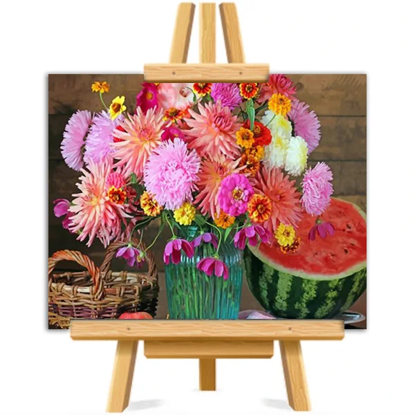 

Watermelon Flowers Picture DIY Painting By Numbers Colouring Zero Basis HandPainted Oil Painting Unique Gift Home Decor