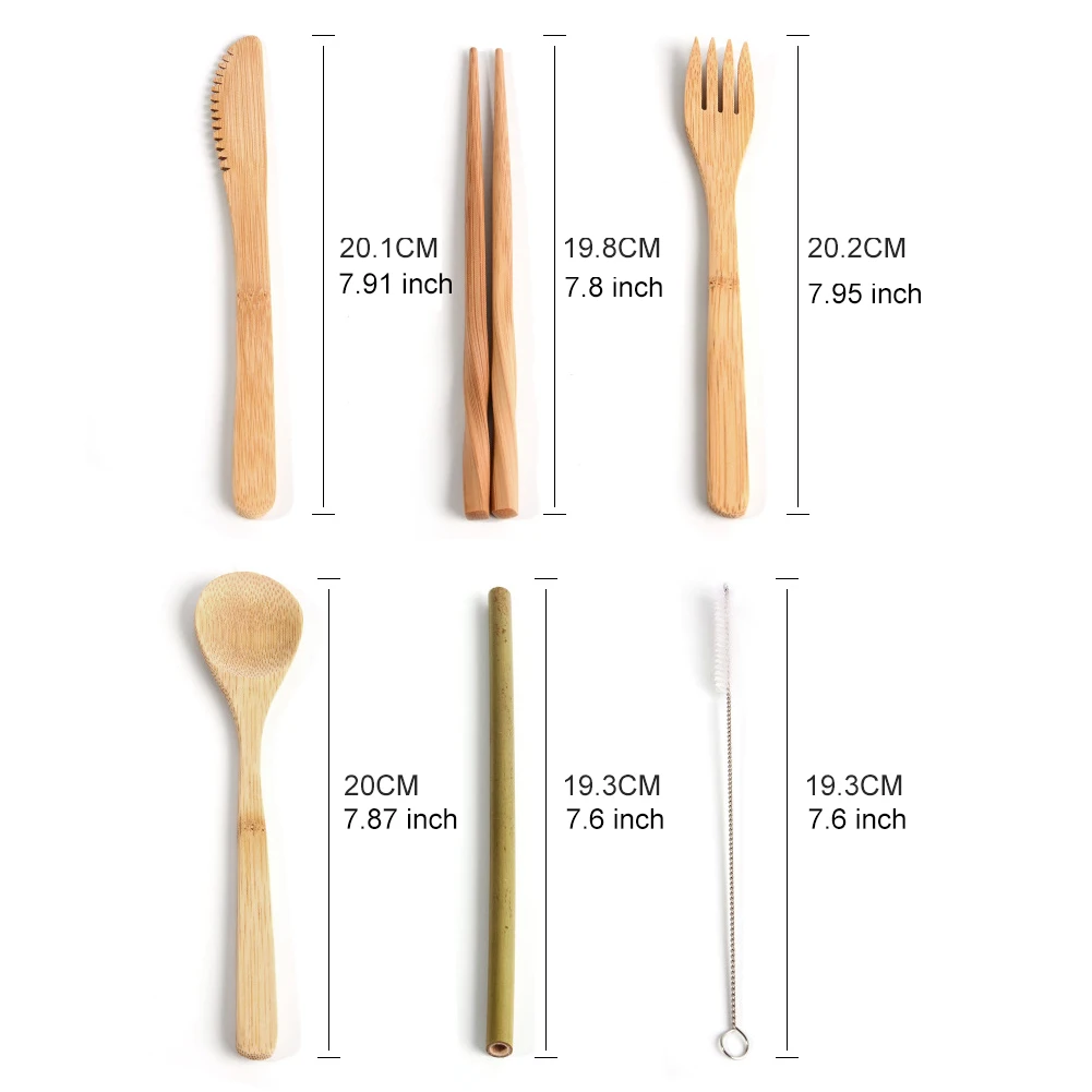 

4 Sets of Bamboo Knife, Fork, Spoon and Chopstick Straws Creative Outdoor Travel Portable Tableware Set Eco-friendly Tableware