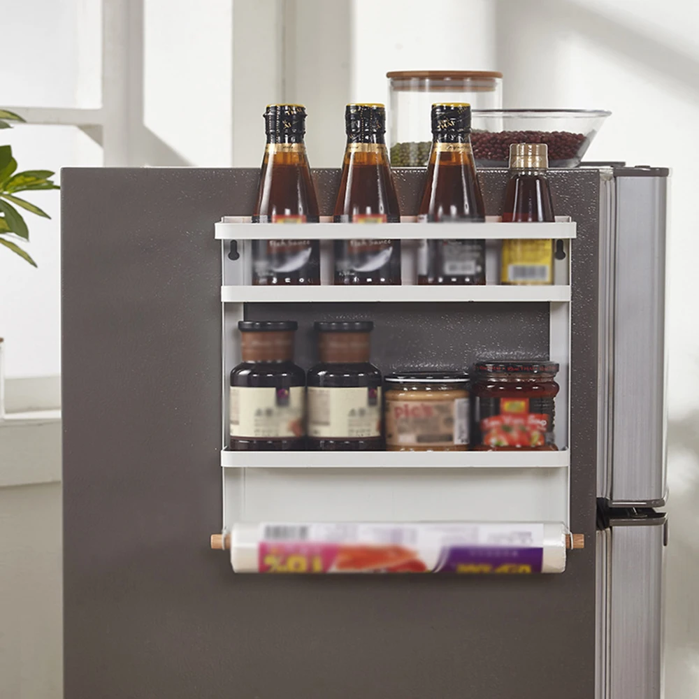 Folding Magnetic Refrigerator Rack Storage Box Paper Towel Rust-Proof Spice Jar Heavy Duty For | Дом и сад