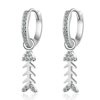 fish bone earrings temperament personality short earrings with diamonds and fish bone women earring
