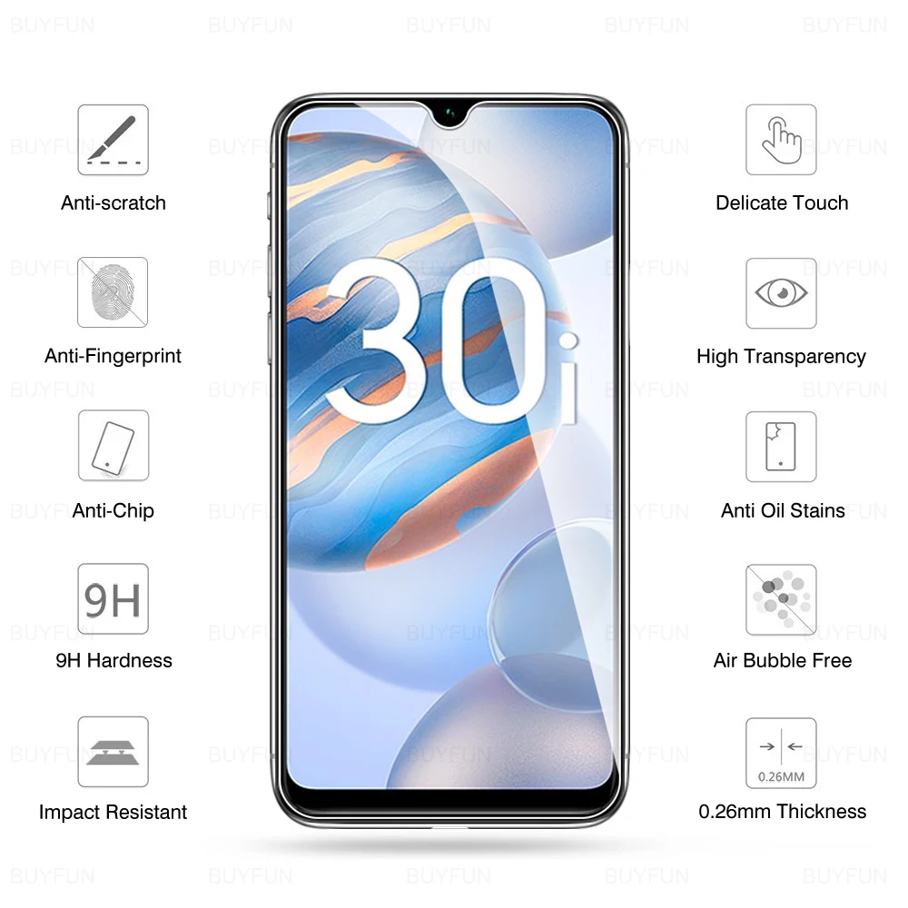 4 in 1 Camera Glass Protector For Huawei Honor 8X 8A 8S 8C 8 s x a c 30 30i Lite Tempered Safety Screen Full Cover Film | Мобильные