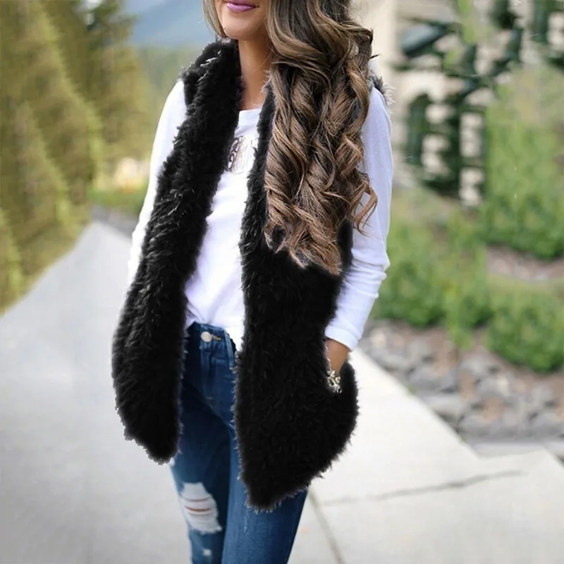

Winter 2020 Women's Vest Plush Faux Fur Casual Sleeveless Warm Vest Jacket Warm Cashmere Cardigan