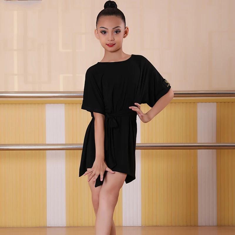 New Latin Dance Competition Dresses For Kids Costume Salsa Dress Loose Practice Black Girls BL2522 | Тематическая одежда и