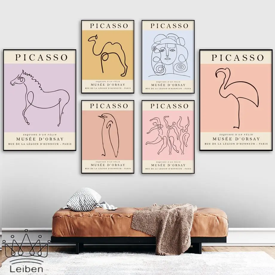 

Picasso Matisse Nordic Poster Abstract Animal Flamingo Penguin Cat Wall Art Canvas Painting Modular Picture Modern Home Decor