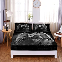 beauty digital printed 3pc polyester fitted sheet mattress cover four corners with elastic band bed sheet pillowcases