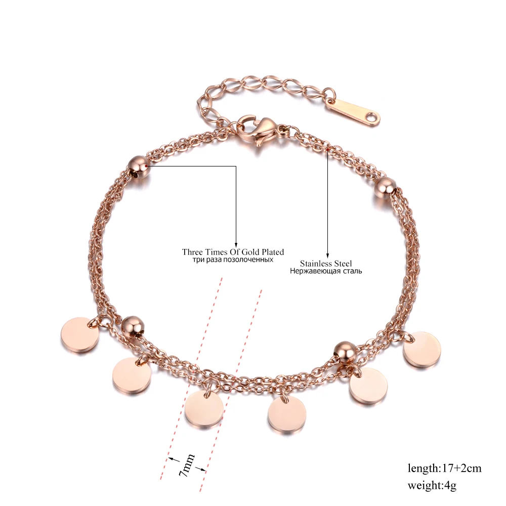 BOBOTUU модные ювелирные изделия из нержавеющей стали 2 слоя браслеты 6 круглые