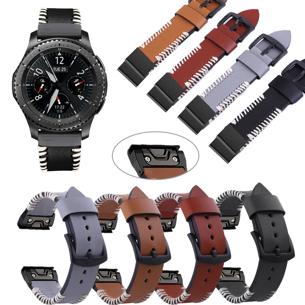 

20 26mm Sport leather Watchband for Garmin Fenix 6X 6 Pro 5X 5 Plus 3 HR forerunner 935 945 Easy Fit Quick release wirst Straps