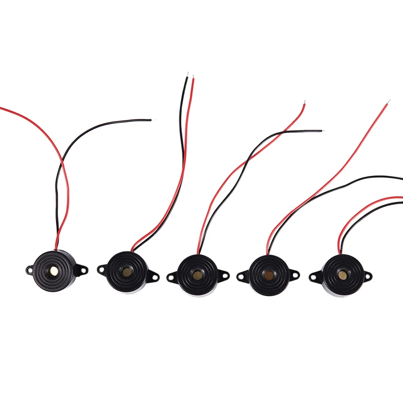 

5 шт. DC 3-24 в 85 дБ звуковой электронный зуммер сигнализация черный 23x12 мм