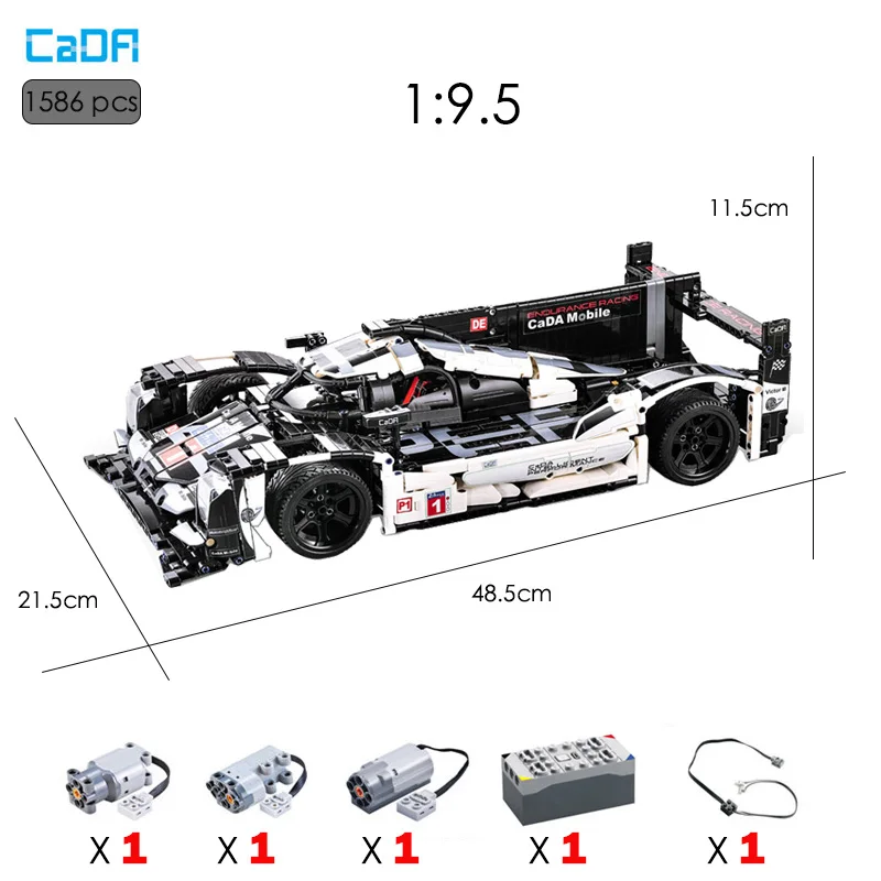 

Cada Technical Classic 919 Hybrid Racing Car Brick Race Track Supercar Remote Control Building Blocks 1586pcs Boy Toy Gift