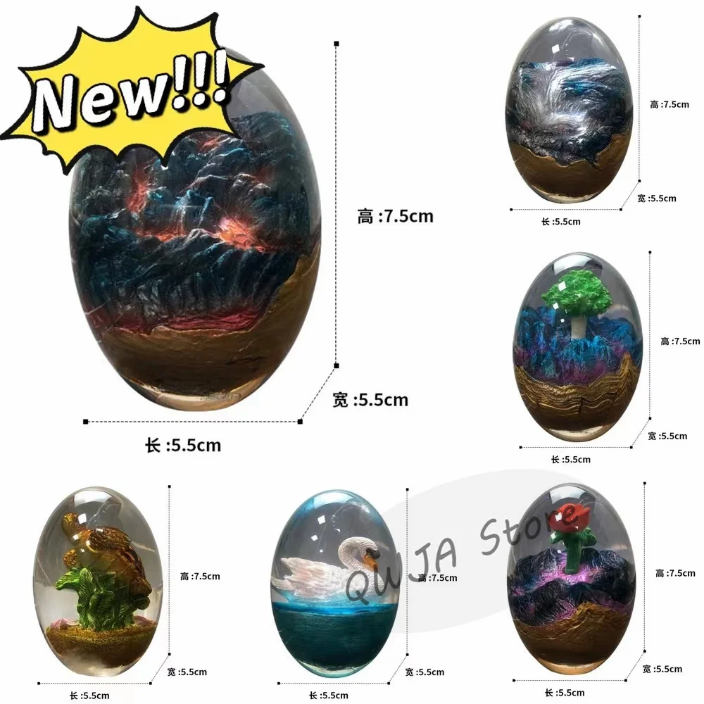 Serie de cielo estrellado transparente, huevo de drag&oacute;n, Lava, dinosaurio, Colecci&oacute;n Ornamental, escultura de recuerdo, drag&oacute;n de resina Wyvern-0