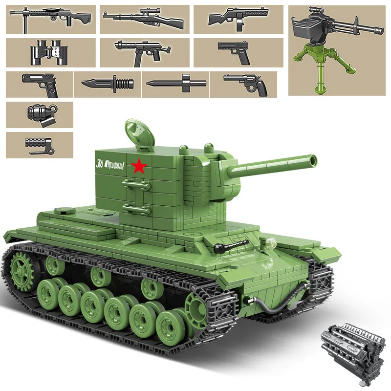 

Military Combat WW2 Tank Building Blocks IS-2M No.4 KV2 Heavy Tank Bricks Toys Gifts For Boys Kids Children