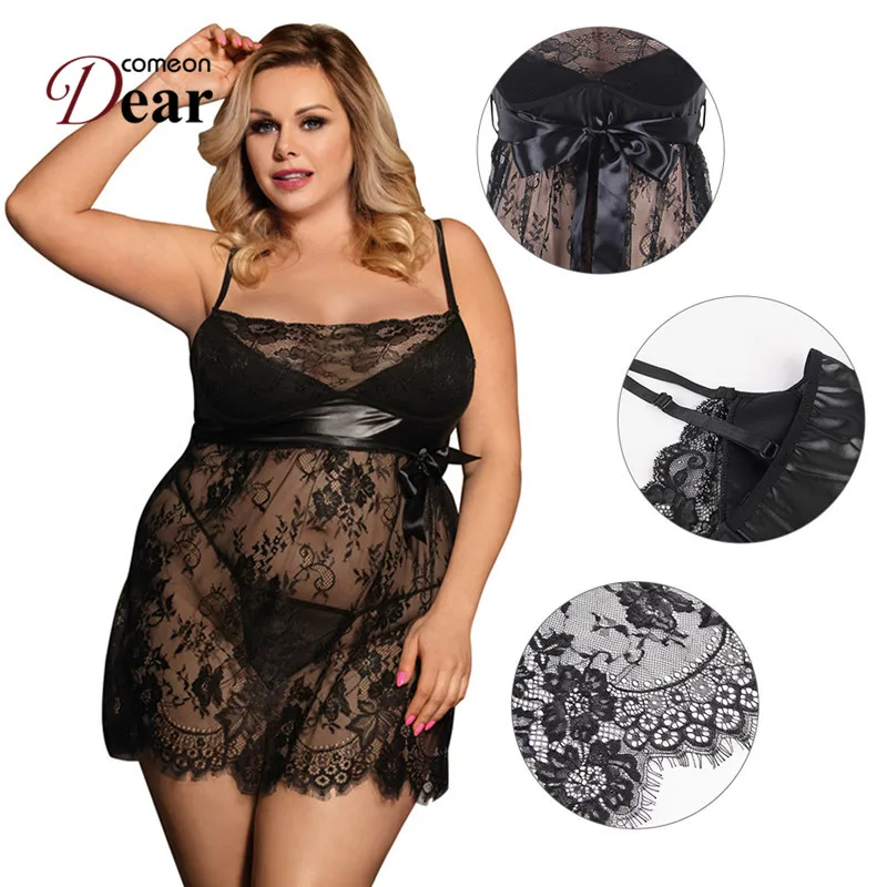 Comeondear 7XL 6XL прозрачное кружевное детское Кукольное сексуальное вечернее платье для секса женское белье большого размера женское эротическое нижнее белье RB80456
