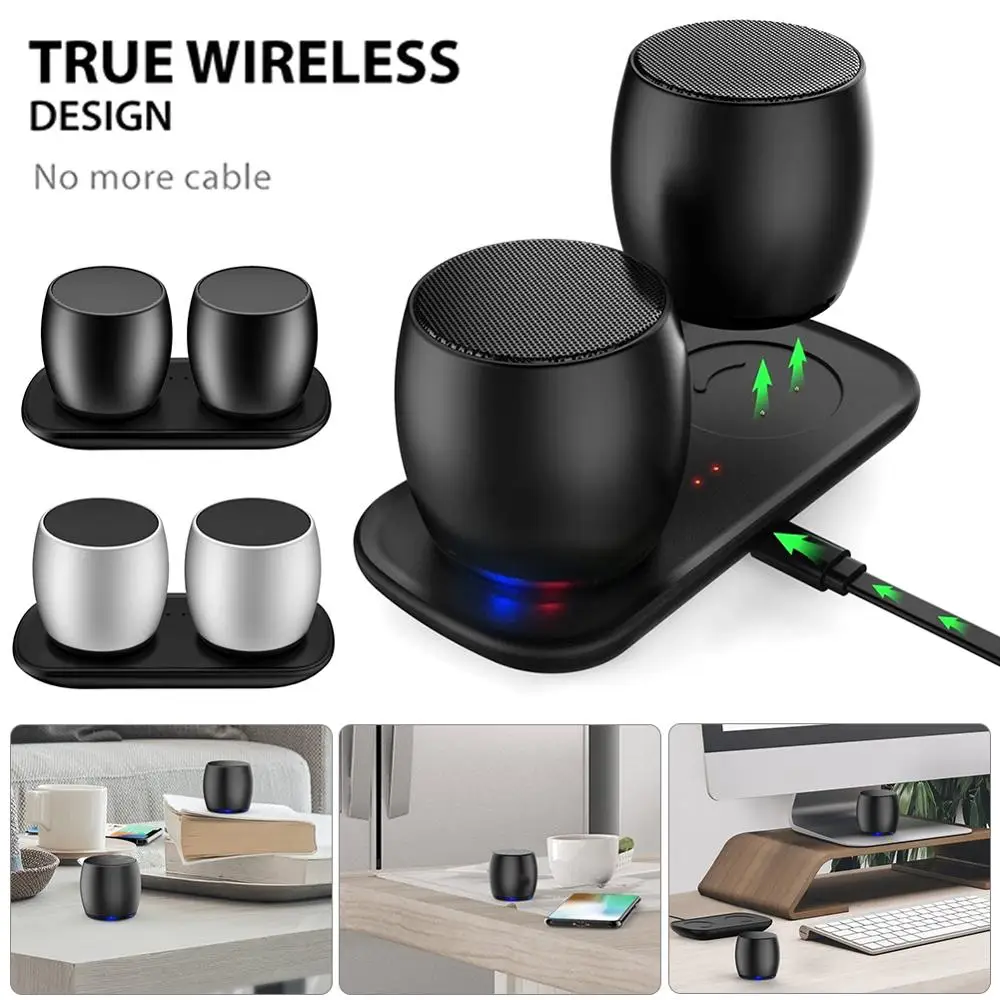 Двойной Bluetooth-динамик с беспроводной зарядной док-станцией Стереодинамик TWS HD