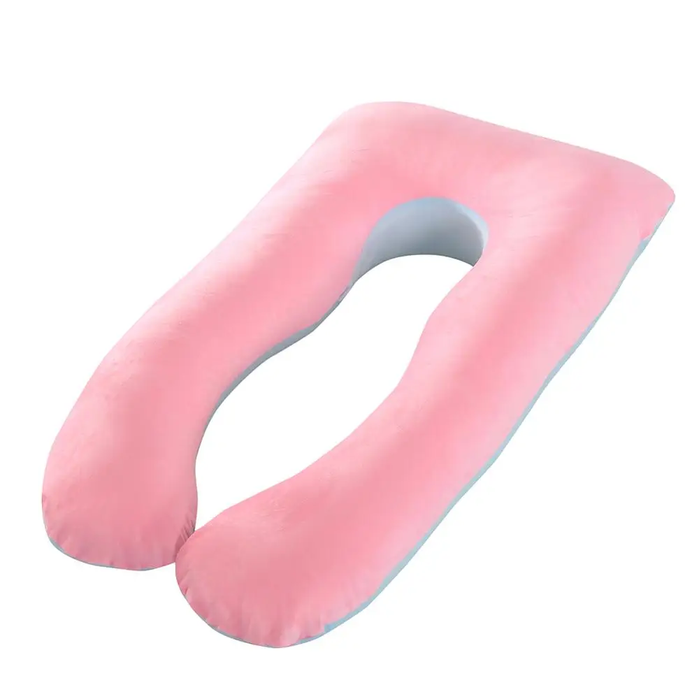 Pink Blue B Подушка из чистого хлопка, u-образная Подушка для беременных, полосатая серая Подушка для сна для беременных женщин - Цвет: Pink Blue B