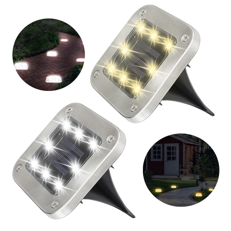 Новый 8 светодиодный светильник на солнечной батарее под землёй солнечный