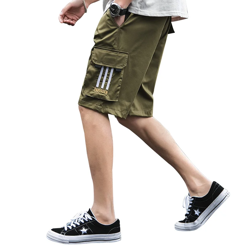

Casual Cotton Summer Men's Short Pants Street Pocket Classic Loose Shorts Sports Stripes 2021 New Fashion Men Shorts Pantalones
