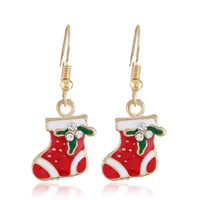 hot creative christmas ornaments dangle earrings for women stylish christmas sock drop earrings jewelry for gift