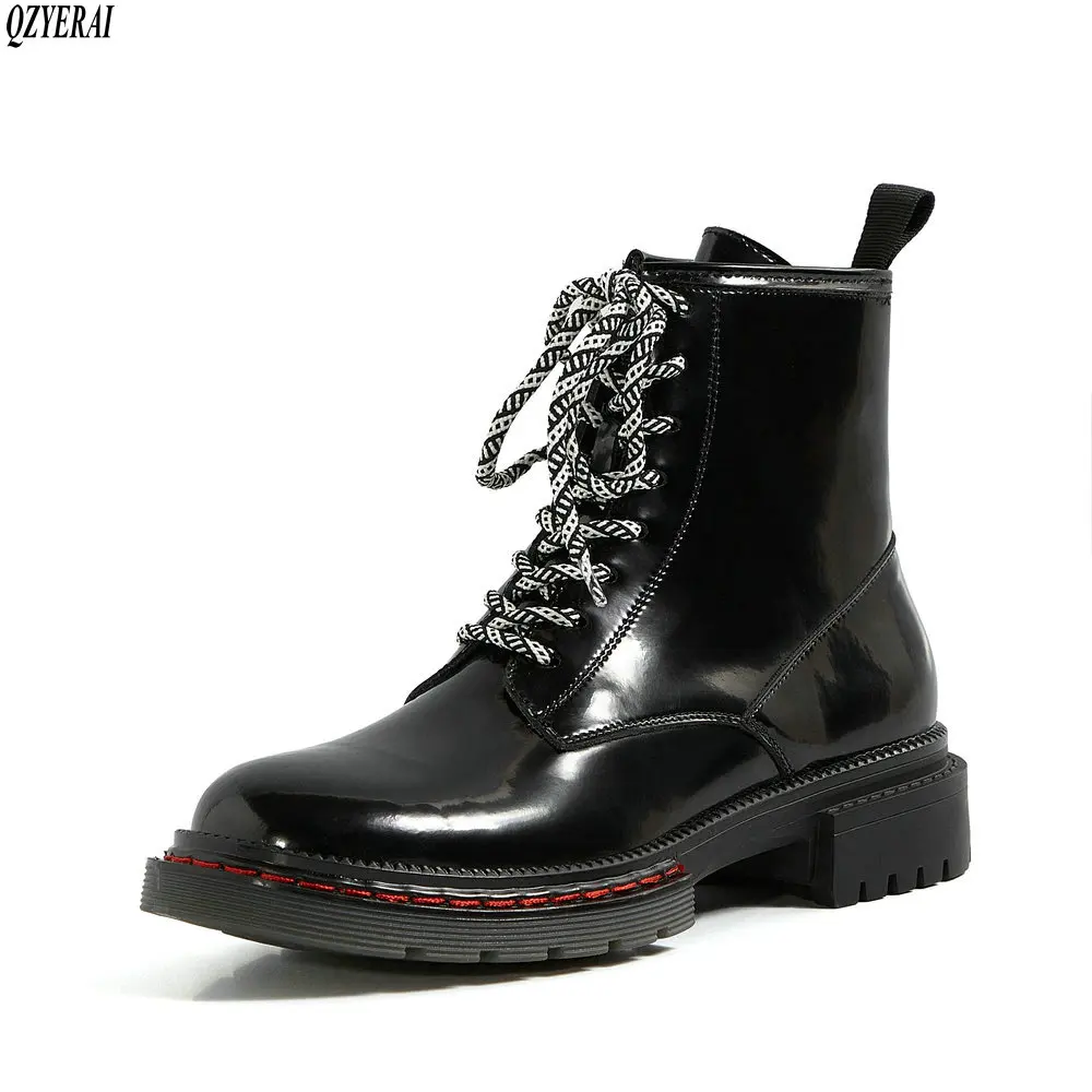 

New Autumn/winter European Martin boots women Genuine leather fashion lace-up The locomotive female boots