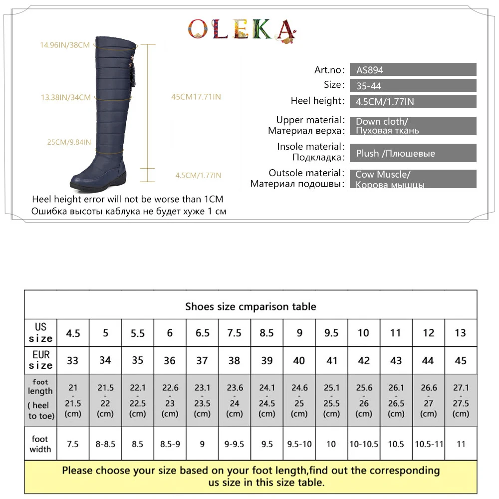 

OLEKA Knee-high Winter Boots For Women Platform Metal Decoration Round Toe Winter Boots Elegant Style Snow Boots New AS894