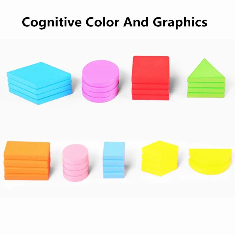 Деревянные узорные блоки-головоломка в форме танграммы набор цветов Сортировка