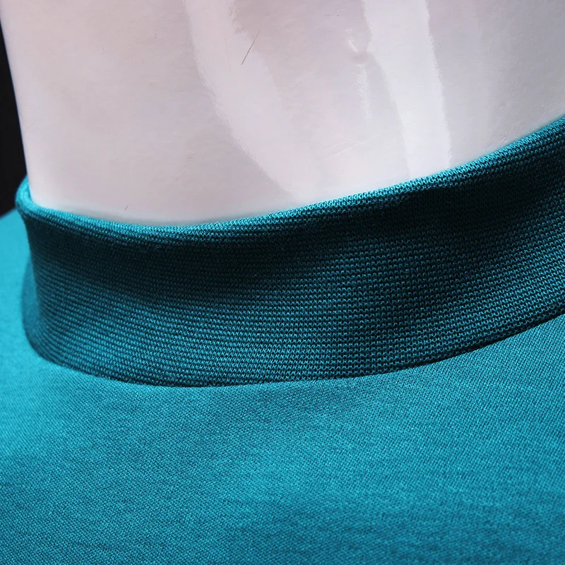 

Cotton Autumn Men Mercerized Long Sleeve T-shirt Solid Color T Shirt Little Turtleneck Slim Fit Tshirt Fashion Oversized Clothes