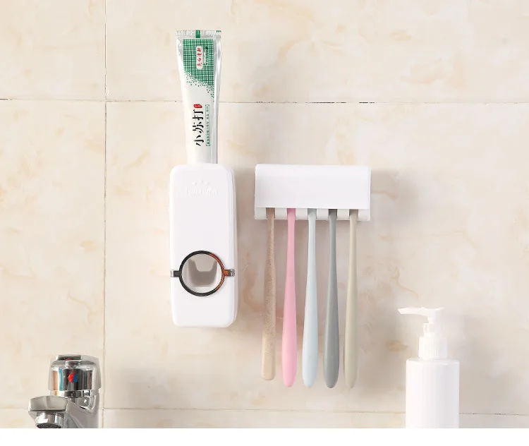 Bathroom Accessories Set Tooth Brush Holder Automatic Toothpaste Dispenser Holde Wall Mount Rack Bathroom Tools Setr Toothbrush
