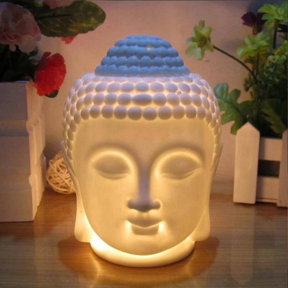 Cabeça de Buda Queimador de Óleo Difusor de Óleo Queimador de Incenso Cerâmica Aromaterapia Aroma Essencial Indiano Buda Tibetano Tealight Suportes