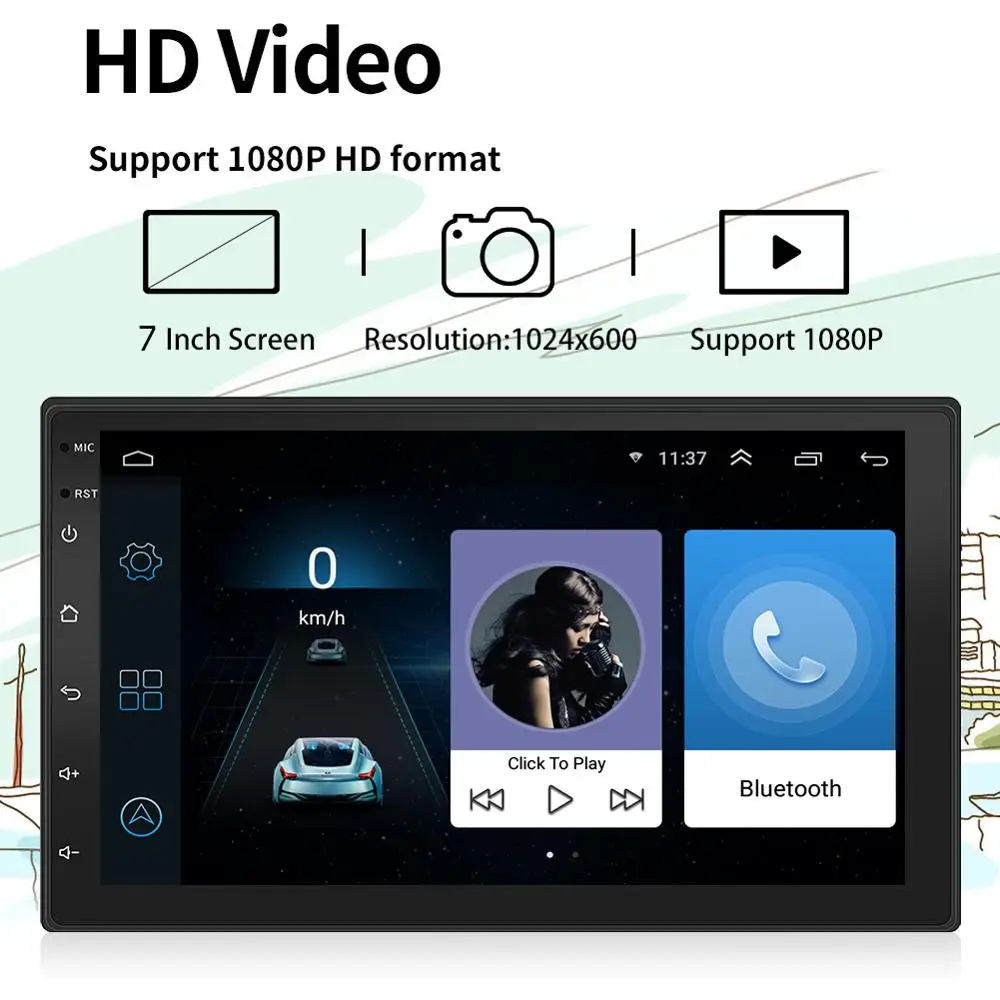 Autoradio Android 8.1 GPS Full Touch 7inch Capacitive Screen WIFI Mirrorlink Bluetooth Driving Records Car Audio | Автомобили и