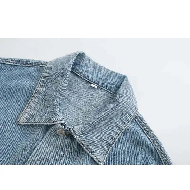 

Women Vintage Washed Boyfriend Denim Jacket Fashion Oversized Cropped Classic Loose Jean Trucker Jacket Female Outerwear Tops