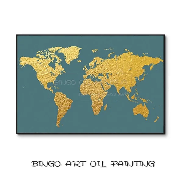 World Map Painting C Одаренный художник Ручная роспись высокое качество откидная крышка Изобразительное искусство карты мира Картина маслом специальная работа Золотая фольга карта мира Картина маслом - Цвет: World Map Painting C