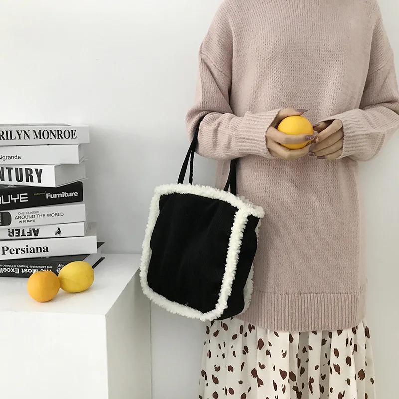 2019 Рождественская зимняя женская сумка через плечо молочный вельвет Лоскутная