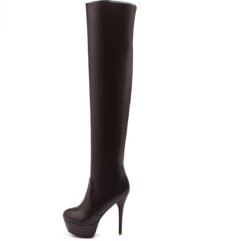 Популярные осенние женские сапоги размера плюс 34 45 сексуальные белые высокие до