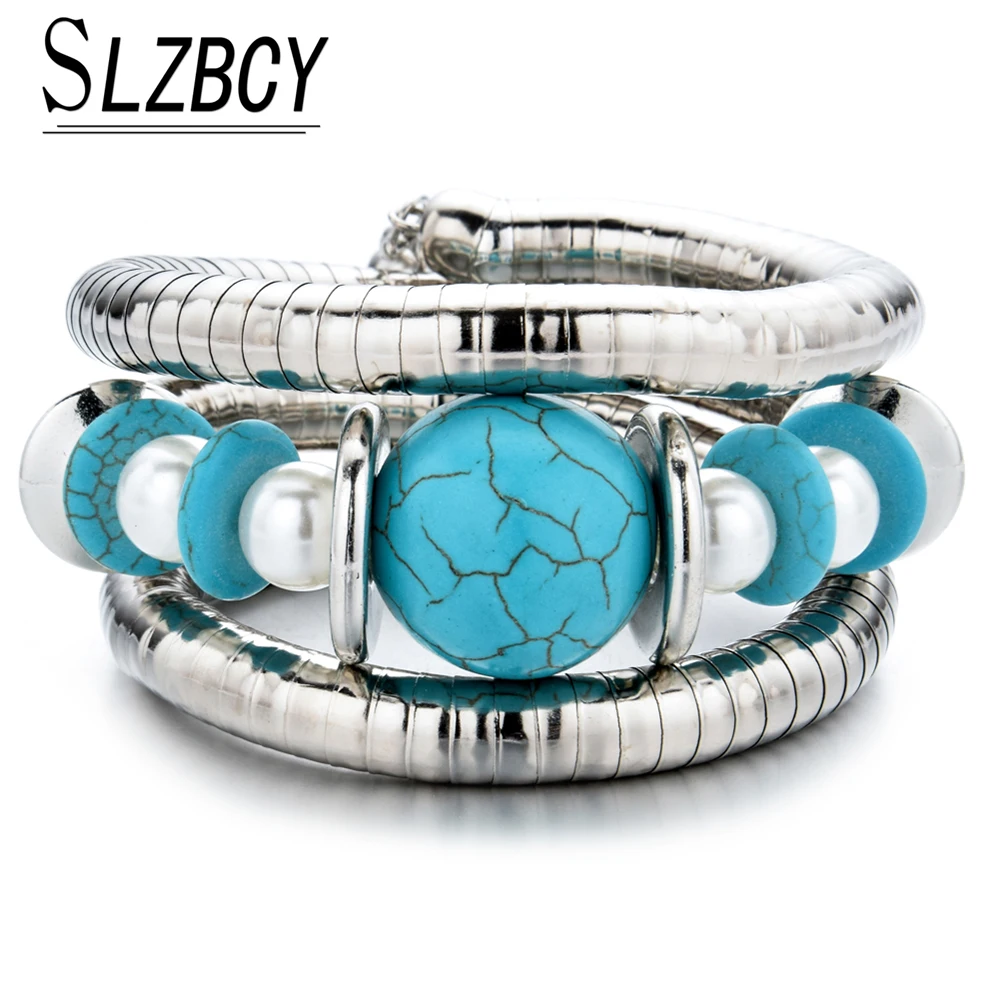 Женский серебряный браслет с натуральным камнем в богемном стиле|Браслеты