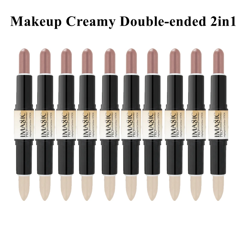 

10PCS Makeup Creamy Double-ended 2in1 Contour Stick Contouring Highlighter Bronzer Create 3D Face Concealer Full Cover Blemish