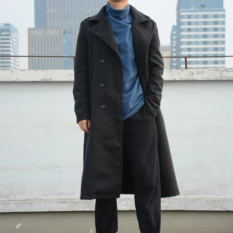 CYSINCOS Тренч для мужчин однотонный классический осенне зимний длинный пиджак