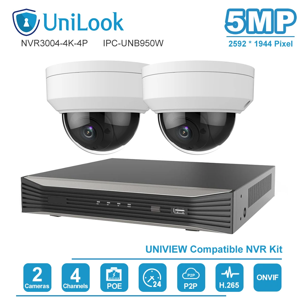 Plug & Play 4CH POE NVR KIT H.265 4 канала безопасности Камера Системы 2 шт. 5 мегапиксельная ip
