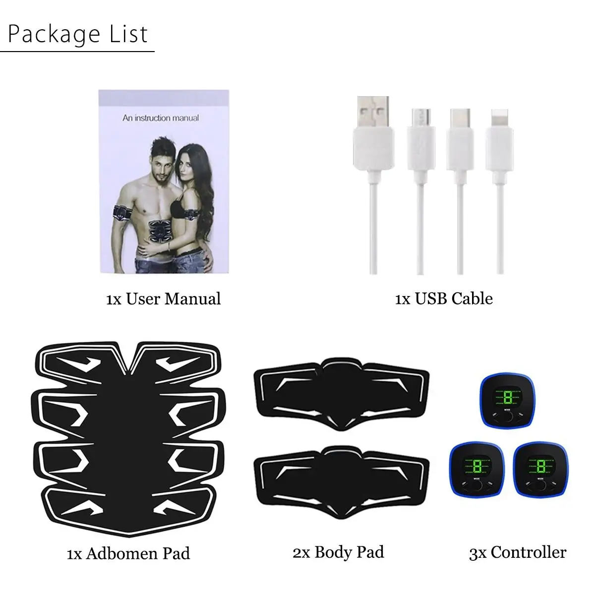 

EMS Abs Abdominal Muscle Stimulator Trainer Home Gym Exercise Fitness Equipment Training Gear LCD Muscle Electrostimulator