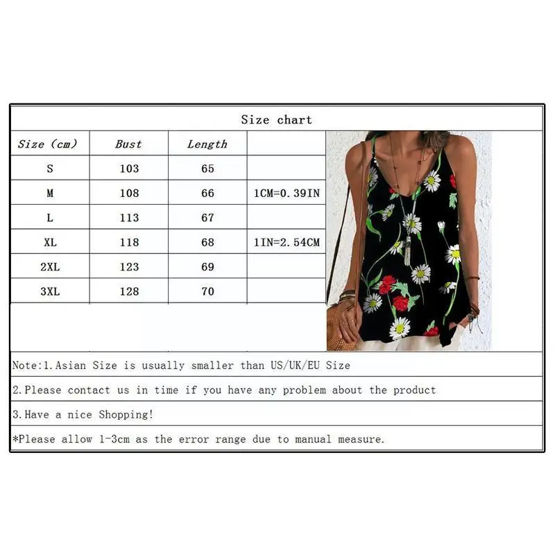 

Summer Ladies Daisy Printed Camisole Tops Casual Loose Crop Beachwear Sling Top Sleeveless Deep Elegant V Top Women Neck Ta C7L2