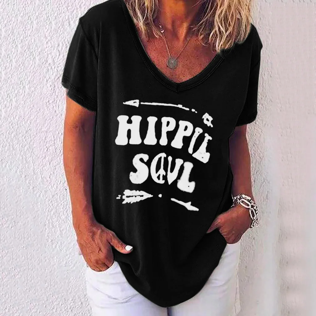 Женская блузка с буквенным принтом размера плюс 2020 Повседневная летняя